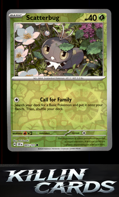 Reverse Holofoil Scatterbug 005/191 Pokemon Common SV08: Surging Sparks Card NM