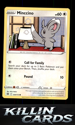 Minccino 124/172 Pokemon Common SWSH09: Brilliant Stars Card NM