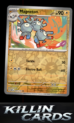 Reverse Holofoil Magneton 064/197 Pokemon Common SV03: Obsidian Flames Card NM