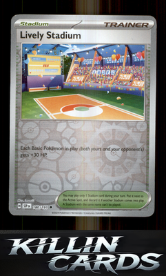 Reverse Holofoil Lively Stadium 180/191 Pokemon Uncommon SV08: Surging Sparks Ca