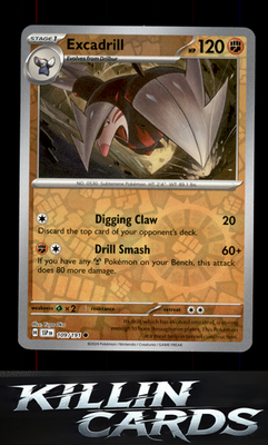 Reverse Holofoil Excadrill 109/191 Pokemon Common SV08: Surging Sparks Card NM