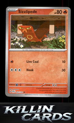 Reverse Holofoil Sizzlipede 027/191 Pokemon Common SV08: Surging Sparks Card NM