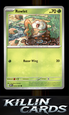 Rowlet 013/197 Pokemon Common SV03: Obsidian Flames Card NM