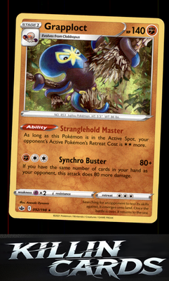 Grapploct 092/198 Pokemon Holo Rare SWSH06: Chilling Reign Card NM