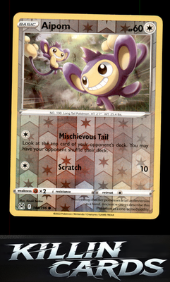 Reverse Holofoil Aipom 144/196 Pokemon Common SWSH11: Lost Origin Card NM
