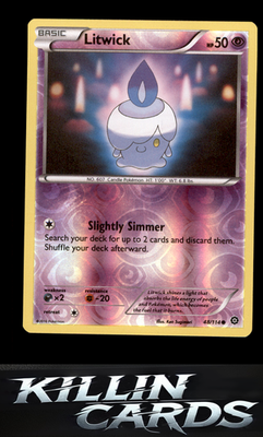 Reverse Holofoil Litwick 48/114 Pokemon Common XY - Steam Siege Card NM