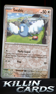 Reverse Holofoil Swablu 169/197 Pokemon Common SV03: Obsidian Flames Card NM