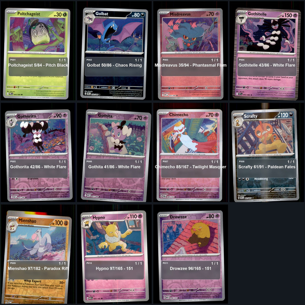 Pokemon TCG Mousho Artist Collection 11 Cards Lot