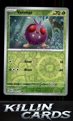 Reverse Holofoil Venonat 048/165 Pokemon Common SV: Scarlet & Violet 151 Card NM