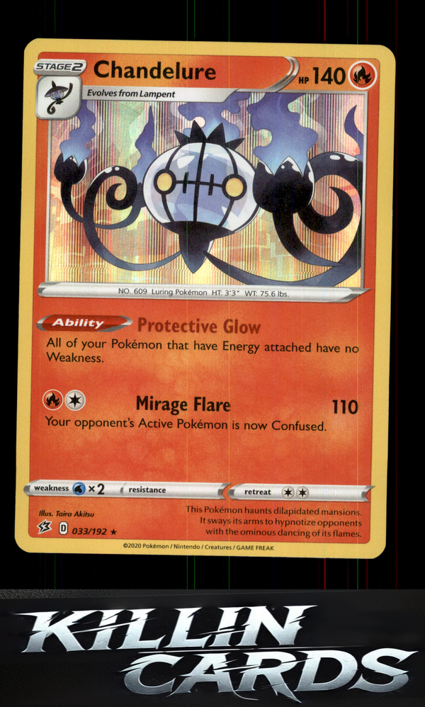 Chandelure 033/192 Pokemon Holo Rare SWSH02: Rebel Clash Card NM