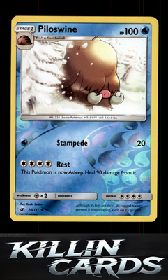 Reverse Holofoil Piloswine 20/111 Pokemon Uncommon SM - Crimson Invasion Card NM