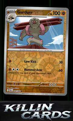 Reverse Holofoil Gurdurr 048/086 Pokemon Common SV: Black Bolt Card NM