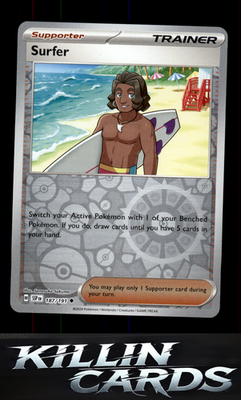 Reverse Holofoil Surfer - 187/191 187/191 Pokemon Uncommon SV08: Surging Sparks