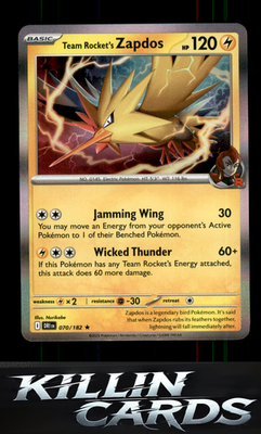 Team Rocket's Zapdos 070/182 Pokemon Rare SV10: Destined Rivals Card NM