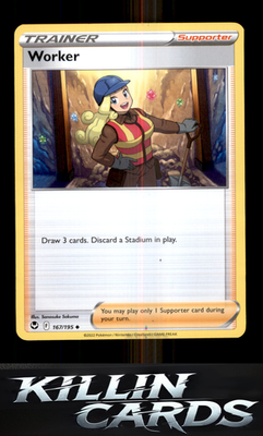 Worker 167/195 Pokemon Uncommon SWSH12: Silver Tempest Card NM