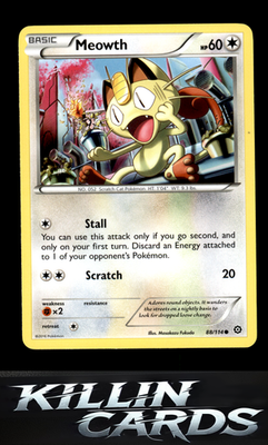 Meowth 88/114 Pokemon Common XY - Steam Siege Card NM
