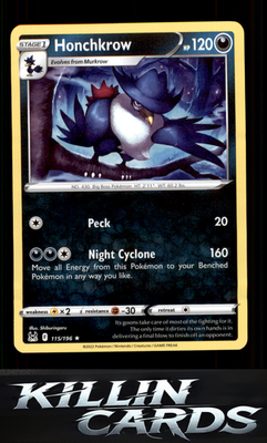 Honchkrow 115/196 Pokemon Rare SWSH11: Lost Origin Card NM