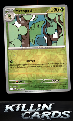 Reverse Holofoil Metapod 002/159 Pokemon Common SV09: Journey Together Card NM