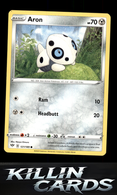 Aron 121/189 Pokemon Common SWSH03: Darkness Ablaze Card NM