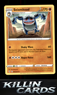 Seismitoad 090/203 Pokemon Rare SWSH07: Evolving Skies Card NM