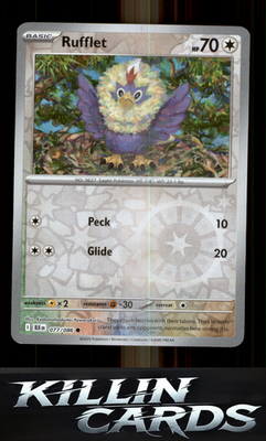 Reverse Holofoil Rufflet 077/086 Pokemon Common SV: Black Bolt Card NM