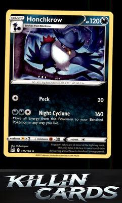 Honchkrow 115/196 Pokemon Rare SWSH11: Lost Origin Card NM