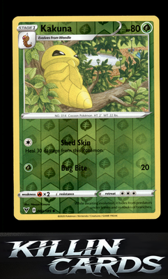 Reverse Holofoil Kakuna 002/185 Pokemon Uncommon SWSH04: Vivid Voltage Card NM