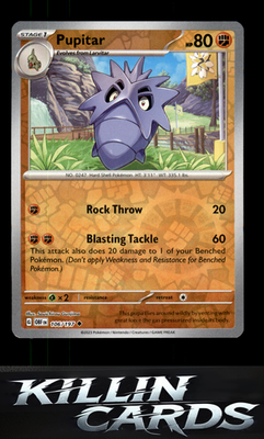 Reverse Holofoil Pupitar 106/197 Pokemon Uncommon SV03: Obsidian Flames Card NM