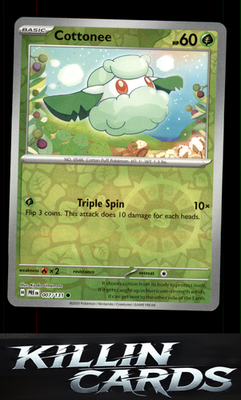 Reverse Holofoil Cottonee 007/131 Pokemon Common SV: Prismatic Evolutions Card N