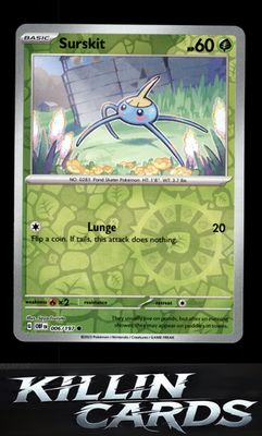 Reverse Holofoil Surskit 006/197 Pokemon Common SV03: Obsidian Flames Card NM