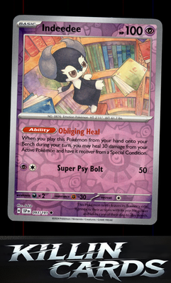 Reverse Holofoil Indeedee 093/191 Pokemon Uncommon SV08: Surging Sparks Card NM