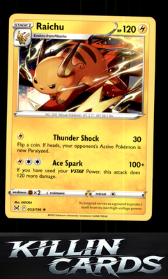 Raichu 053/196 Pokemon Rare SWSH11: Lost Origin Card NM