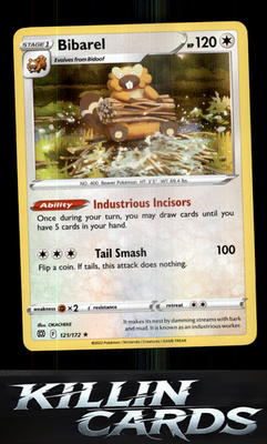 Bibarel 121/172 Pokemon Holo Rare SWSH09: Brilliant Stars Card NM