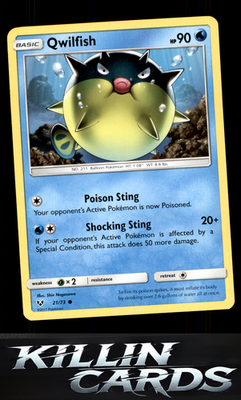 Qwilfish 21/73 Pokemon Common Shining Legends Card NM