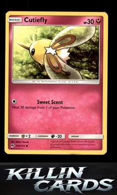 Cutiefly 145/214 Pokemon Common SM - Lost Thunder Card NM