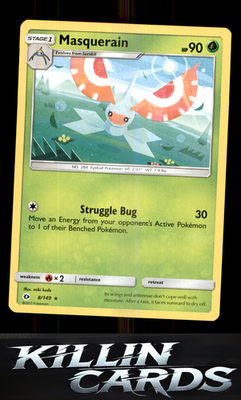 Masquerain 8/149 Pokemon Rare SM Base Set Card NM