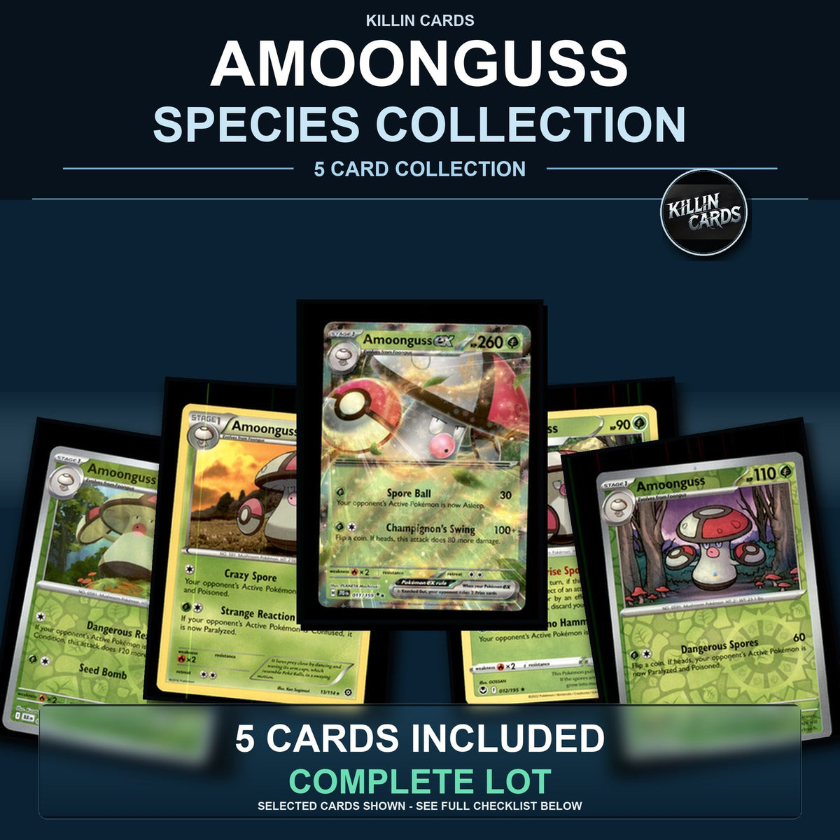 Pokemon TCG Amoonguss Species Collection 5 Different Cards