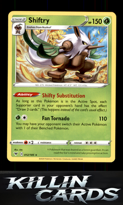 Shiftry 012/185 Pokemon Rare SWSH04: Vivid Voltage Card NM