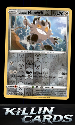 Reverse Holofoil Galarian Meowth 112/185 Pokemon Common SWSH04: Vivid Voltage Ca