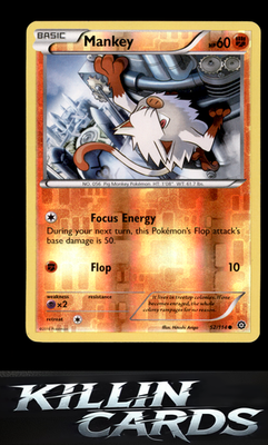 Reverse Holofoil Mankey 52/114 Pokemon Common XY - Steam Siege Card NM