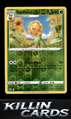 Reverse Holofoil Sunflora 006/195 Pokemon Uncommon SWSH12: Silver Tempest Card N