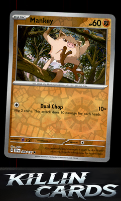Reverse Holofoil Mankey 098/191 Pokemon Common SV08: Surging Sparks Card NM