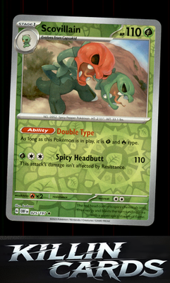 Reverse Holofoil Scovillain 025/197 Pokemon Rare SV03: Obsidian Flames Card NM