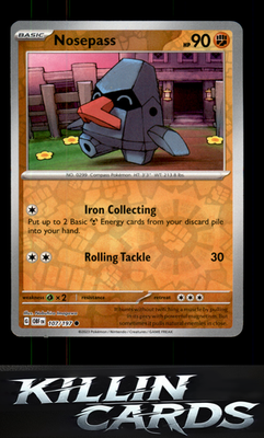 Reverse Holofoil Nosepass 107/197 Pokemon Common SV03: Obsidian Flames Card NM