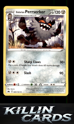 Galarian Perrserker 085/159 Pokemon Rare SWSH: Crown Zenith Card NM
