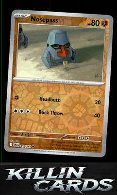 Reverse Holofoil Nosepass 097/182 Pokemon Common SV10: Destined Rivals Card NM