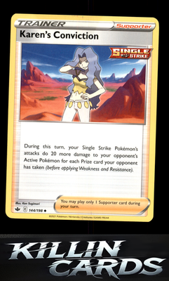 Karen's Conviction 144/198 Pokemon Uncommon SWSH06: Chilling Reign Card NM