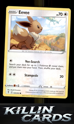 Eevee 125/203 Pokemon Common SWSH07: Evolving Skies Card NM