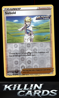 Reverse Holofoil Siebold 153/198 Pokemon Uncommon SWSH06: Chilling Reign Card NM