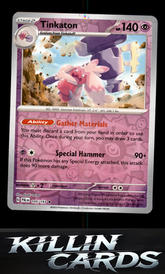 Reverse Holofoil Tinkaton 105/193 Pokemon Rare SV02: Paldea Evolved Card NM